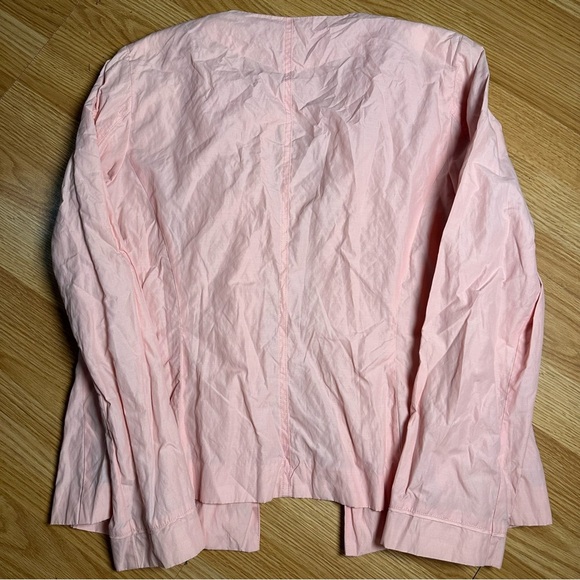 Chicos Size 1 Baby Pink Open Front Business Casual Jacket crinkle Detail Front - Picture 6 of 7